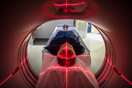 Patient getting CT scan